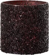 J-Line Windlicht Glitter Glas Bordeaux Small Set van 3 stuks