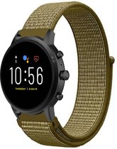 Nylon Smartwatch bandje - Geschikt voor  Fossil Gen 5 nylon band - olijf - Strap-it Horlogeband / Polsband / Armband