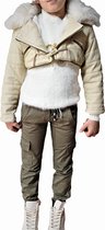 winterjas meisje-warmgevoerd meisjes jas met imitatie schapenwol- Imitatie Bontkraag-imitatieleer - zwart, 110/116 6 Jaar