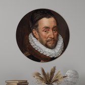 Muurcirkel Portret van Willem I (Prins van Oranje) -Wanddecoratie - Foto op Forex  - Schilderij van Adriaen Thomasz  - Diameter  Ø70 cm