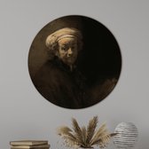 Muurcirkel Zelfportret als de apostel Paulus  - Wanddecoratie - Foto op Forex  - Schilderij van Rembrandt van Rijn - Diameter  Ø50 cm