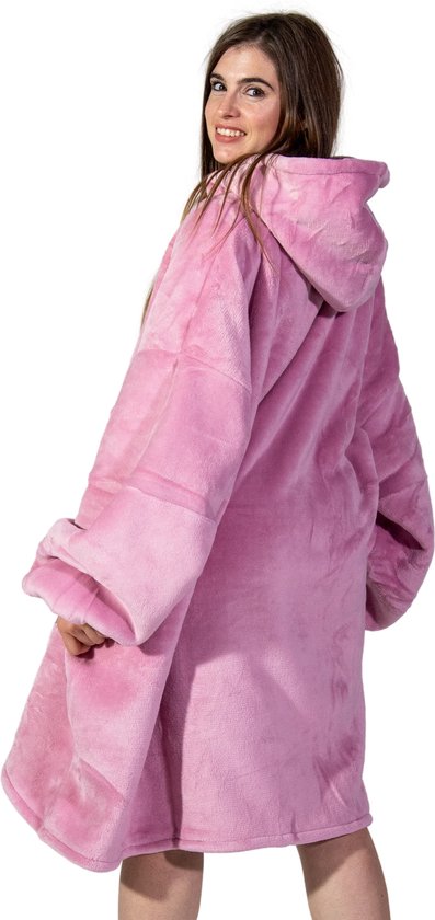 Comfies® Draagbare Deken - Hoodie Blanket huggle - Oversized - Oodie - Fleece Sherpa - Hoge kwaliteit- Plaid cozy snuggie - Roze