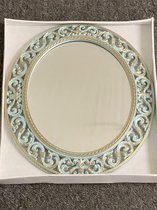 Brocante spiegel - ovaal - mint groen - 38 x 34 x 2 cm - spiegels