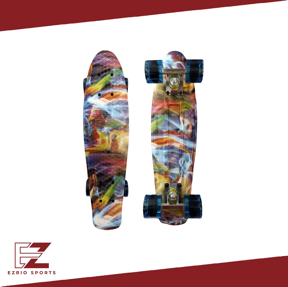 Penny Board voor Meisjes en Jongens – Skateboard – Pennyboard – 22 inch – Paint – Blauw – Geel