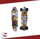Penny Board pour Filles et Garçons – Skateboard – Pennyboard – 22 pouces – Peinture – Blauw – Jaune