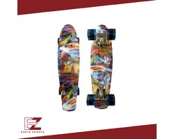 Penny Board voor Meisjes en Jongens – Skateboard – Pennyboard – 22 inch – Paint – Blauw – Geel