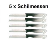 Solingen Schilmes - Schilmessen - Handige Messen - Roestvrij & Vaatwasbestendig - Zwart Wit - Super Scherp - 5 stuks