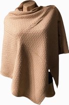 Warme Gebreide Poncho - Sjaal - Cape - Omslagdoek - Taupe - One Size - 145 x 60 cm