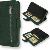 Oppo A54 5G & A74 5G Hoesje Groen - Luxe Kunstlederen Portemonnee Book Case met Rits