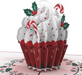 Hartensteler - 3D Pop-Up Wenskaart - Christmas Cupcake Pop-Up Card - Kerstkaart