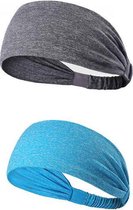 Haarband – Sporthaarband – Fitness - Yoga Haarband – Zweetband – Hoofdband – Dames Haarband – Heren Haarband - Bandana - Zwart - Licht Blauw
