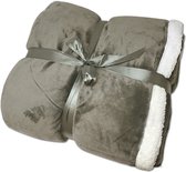JEMIDI XXL warme fleece deken - Knuffeldeken voor op de bank - 150 x 200 cm - Wasbaar - Taupe