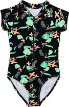 Snapper Rock - UV Zwempak voor meisjes - Korte mouw - Neon Rainforest - maat 164-170cm