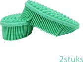 Badborstel groen - 2 stuks  - douchespons  - badkamer accessoires - dry brush - baby verzorgingsset