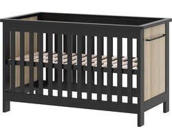 Born Lucky ® Baby Bed / Ledikant Oxford 60x120 cm Verstelbare Bodem - Zwart