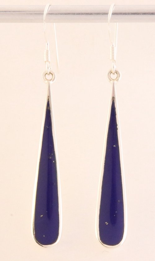 Boucles d'oreilles longues en argent en forme de goutte avec lapis-lazuli