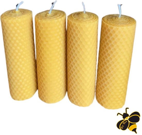 Gerolde bijenwas kaarsen