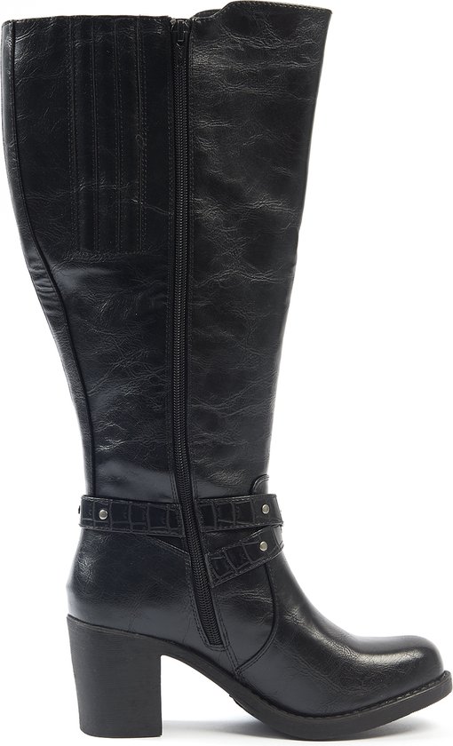 Laarzen XL met hoge vierkante hak voor brede kuiten - Kleur Zwart - Maat 42  | bol.com