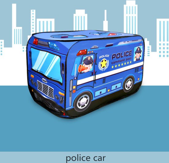 TDR-Kinder auto tent -speelhuistent- opvouwbare tent - Politiewagen 112*70*75CM — afbeelding 4