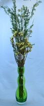 bloemstuk, droogstuk in groen glazen vaas, Hoogte 60 cm, Ø 8 cm