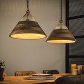 LifestyleFurn Hanglamp 'Stéphane' mangohout 2-lamps x Ø40cm