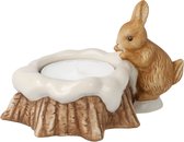 Goebel® - Kerst | Windlicht / Theelicht "Haas op de stronk" | Porselein, 10cm, waxinelicht houder