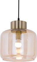 Hanglamp Kubus - Casamia 41014 – Amber Effen / Messing Kroon – 25x30cm – Plafondlamp