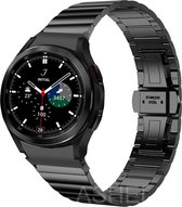 Smartwatch bandje - Geschikt voor Samsung Galaxy Watch 5 (incl. Pro) en Galaxy Watch 4 - Horlogebandje - RVS metaal - Fungus - Streep - Zwart