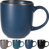 Siaki aardewerk mok, kop, beker mat gekleurd, 330 ml, 4 stuks