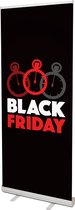 Black Friday - Roll up - 85 cm x 2 m - Incl. Aluminium Cassette - Zwart met Rood en Wit - Binnen en Buiten