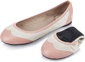 Sorprese – ballerina schoenen dames – Butterfly twists Audrey Cream Linen Dusty Pink – maat 41 - ballerina schoenen meisjes