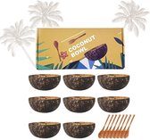 Kamyra® Kokosnoot Kommen Set - Cadeau Man/Vrouw - Kom - Coconut Food Bowl - 100% natuurlijk- 8 Stuks Bruin