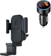 DrPhone Smart Sensor V5® 10W 3 en 1 Chargeur de voiture Qi sans fil + support - Convient également aux Airpods 1/2 et Apple Watch - Zwart