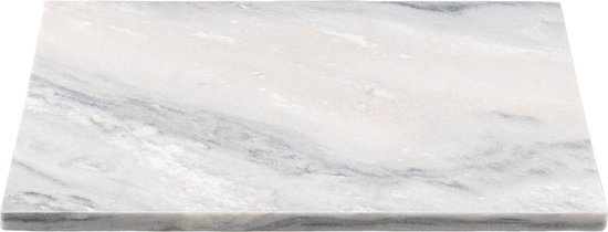 Sareva® - Marmeren Snijplank - Serveersteen - 30 x 40 cm - Anti-slip voetjes - Wit - Grijs