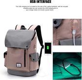 WINDTOOK - Laptop Rugzak - USB-aansluiting - School Rugzak - Notebook Rugzak - Grijs/Roze