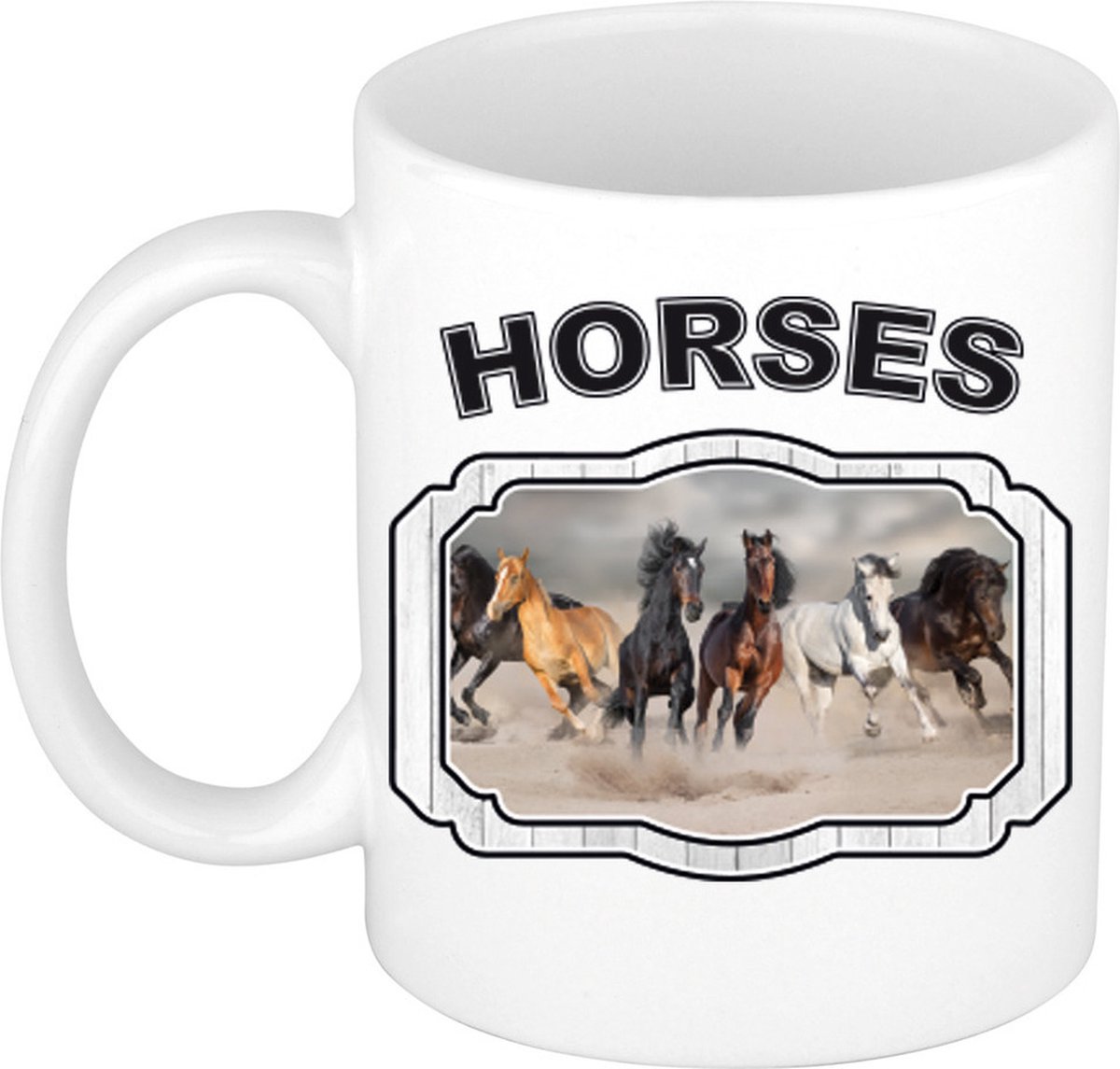 Dieren liefhebber paard mok 300 ml - kerramiek - cadeau beker / mok paarden liefhebber
