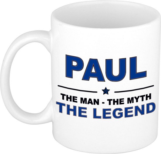 Cadeau nom Paul - L'homme, le mythe la légende tasse à café / tasse 300 ml - nom / noms tasses - Cadeau pour anniversaire / fête des pères / retraite / succès / merci