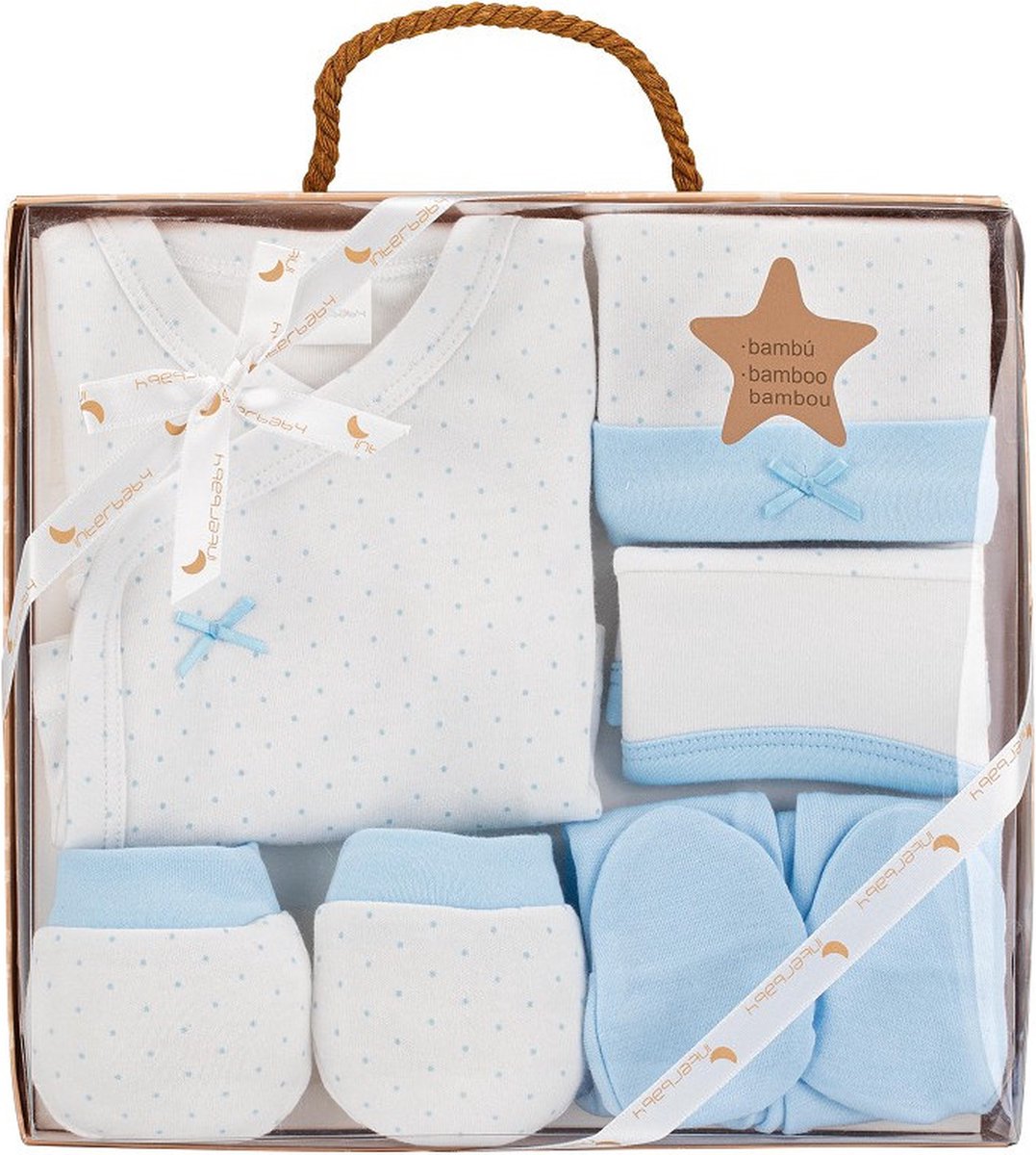 Goedkoopste Interbaby Babykledingset Stipjes Katoen Blauw Mt 50/68 5-delig