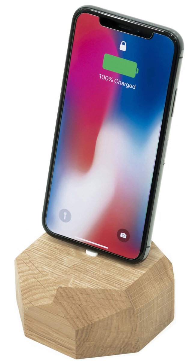 iPhone Dock - Polygonaal - Eikenhout