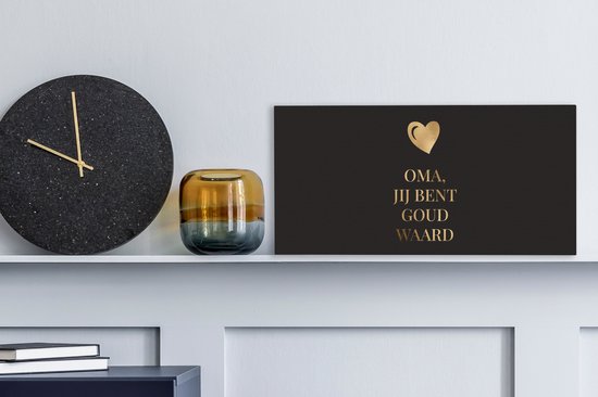 Toile Peinture Mug Mamie - Tu vaux de l'or - 40x20 cm - Décoration murale