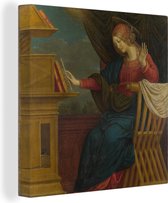 Canvas Schilderij De aankondiging, de Maagd Maria - schilderij van Gaudenzio Ferrari - 90x90 cm - Wanddecoratie
