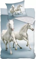 Dekbedovertrek Witte paarden 140x200 cm