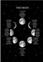 Poster “maan” - 20 x 30cm - zwart wit - canvasdoek - fotolijst poster maancyclus