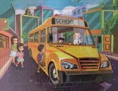 Houten legpuzzel - 60 stukjes - educatief speelgoed - schoolbus
