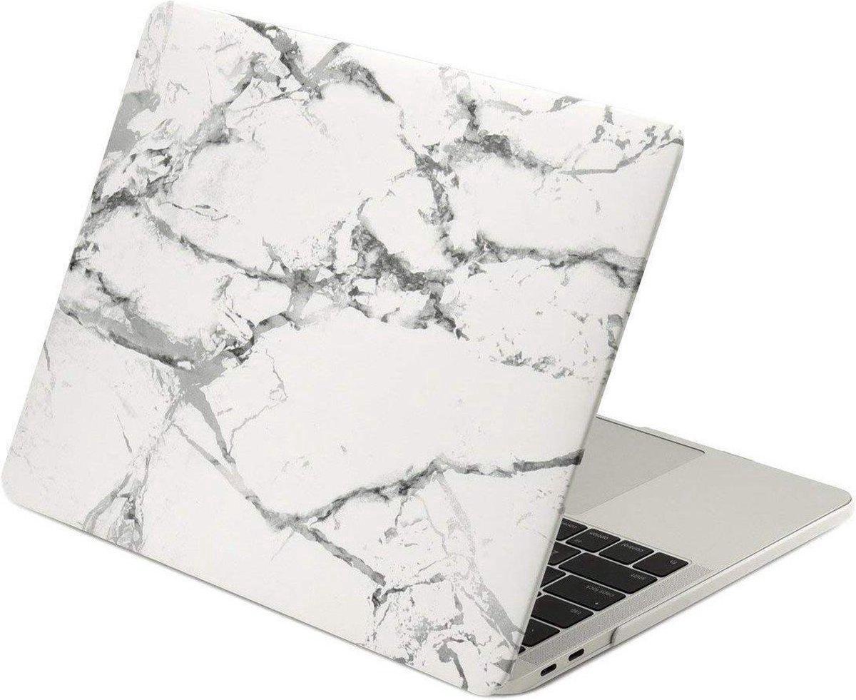Hulsels - Hard case Cover Apple Macbook Pro 13.3 Inch 2018/2019/2020 (A1706/A1708/A2159/A1989/A2251/A2289/A2338) Hard Shell Laptophoes - Sleeve Protector Hardshell Hoes - Hardcase Beschermhoes - Marmer - Wit - Grijs