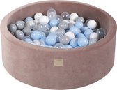 Ronde ballenbak VELVET 90x30 - Beige incl 200 ballen - Baby Blauw, Wit, Grijs, Transparant| Ballenbakje.nl