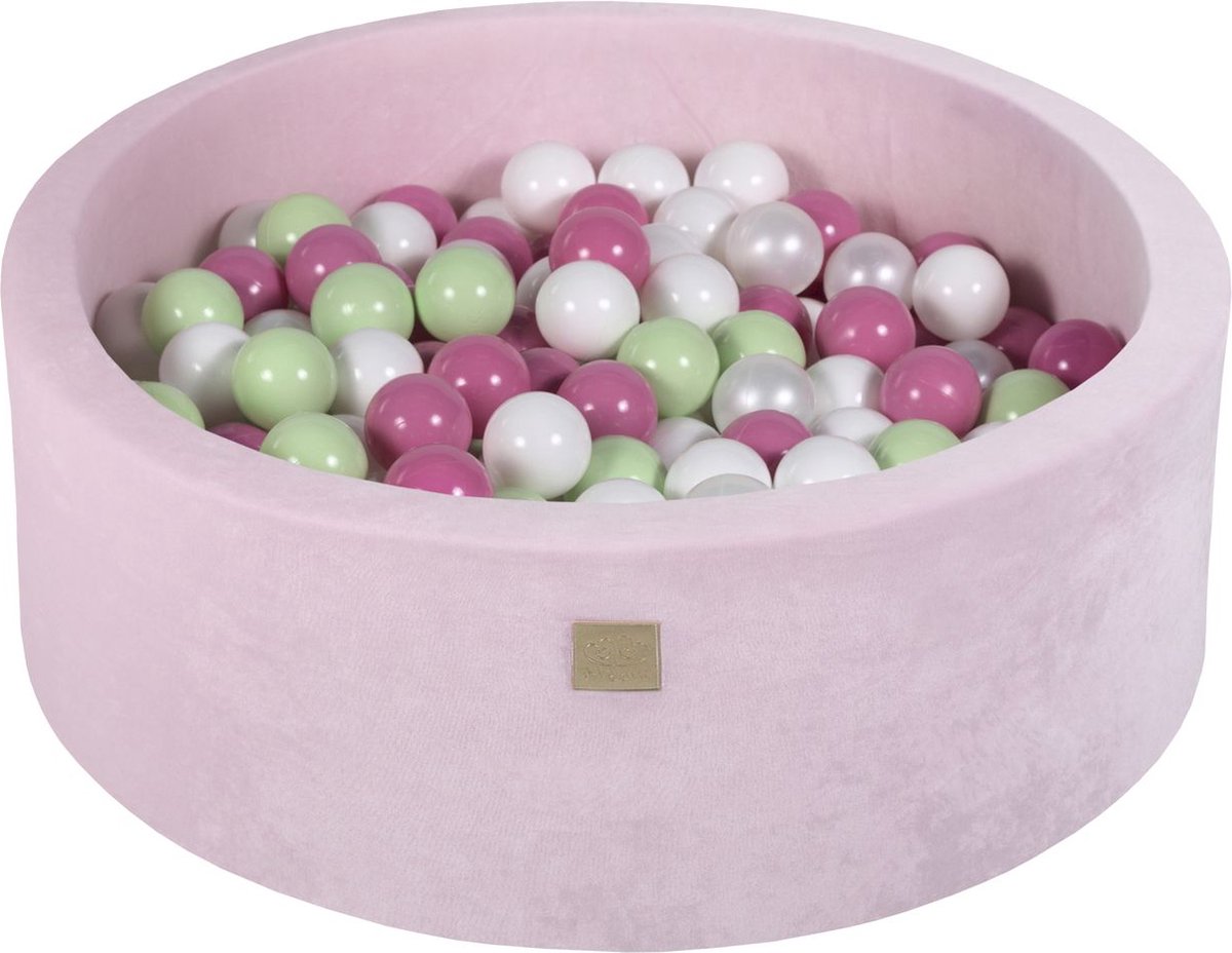 Ballenbak VELVET Poeder Roze - 90x30 incl. 200 ballen - Licht Roze, Licht Groen, Wit, Parel Wit