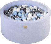 Ronde ballenbak VELVET 90x40 - Baby Blauw incl 300 ballen - Zilver, Grijs, Wit, Baby Blauw | Ballenbakje.nl