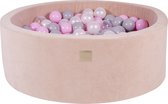Piscine à balles ronde VELVET 90x30 - Ecru incl 200 balles - Transparent, Rose Pastel, Wit Pearl, Grijs | Ballenbak.nl