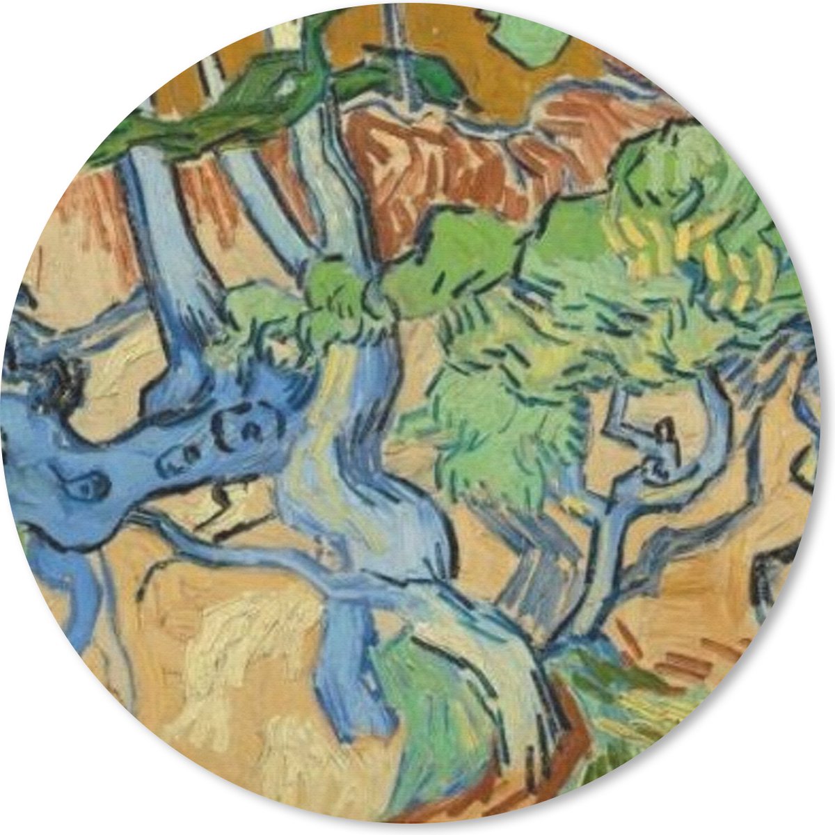Muismat rond 40x40 cm - Mousepad Boomwortels - Vincent van Gogh - Ronde muismatten